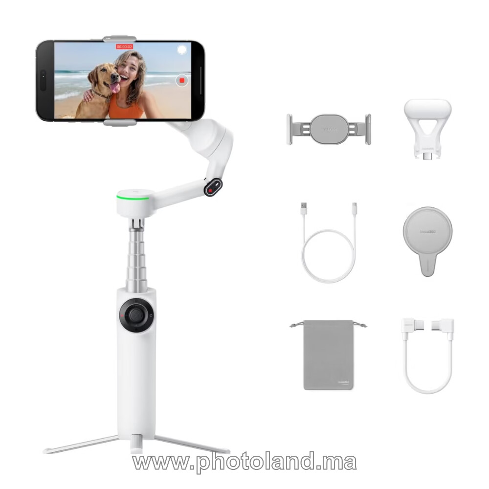 insta360-flow-2-pro-stabilisateur-pack-createur-blanc-summit-1 Insta360 Flow 2 Pro stabilisateur – Pack Créateur (Blanc Summit) - Image 1