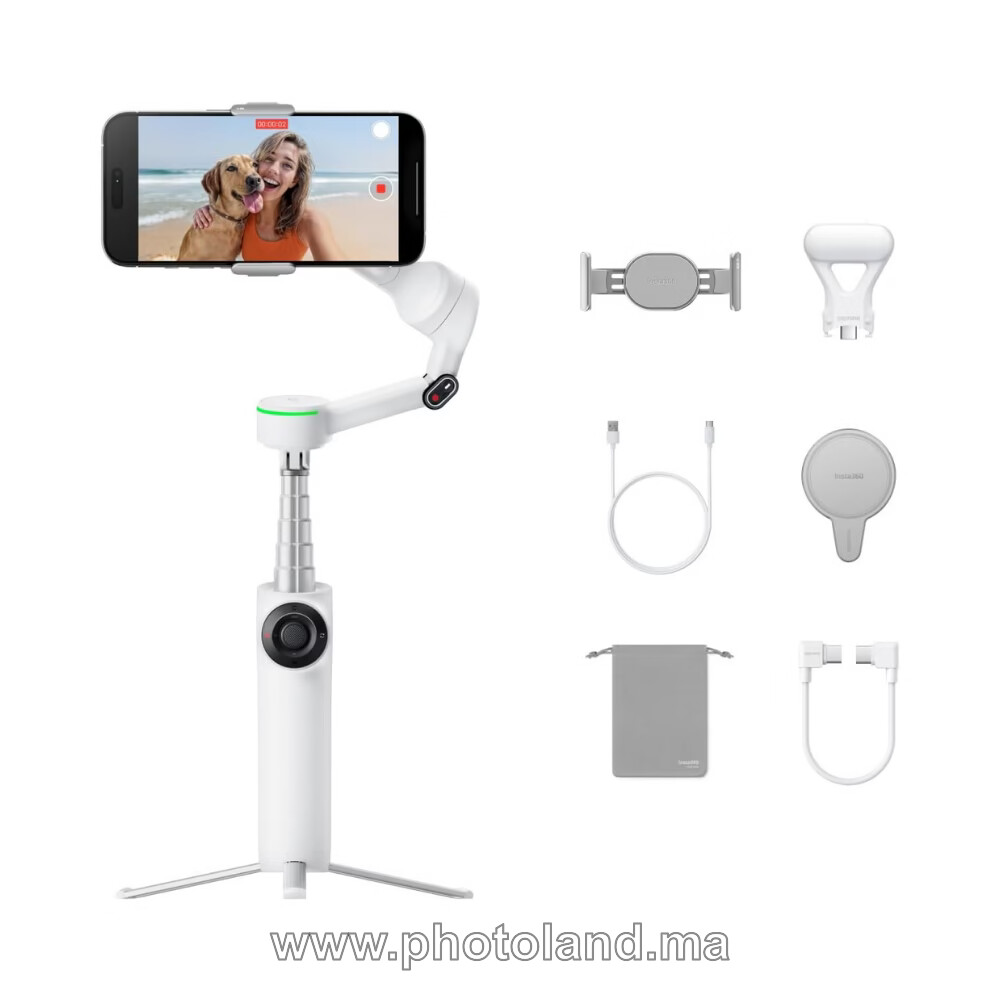insta360-flow-2-pro-stabilisateur-pack-standard-blanc-summit-1 Insta360 Flow 2 Pro stabilisateur – Pack Standard (Blanc Summit) - Image 1
