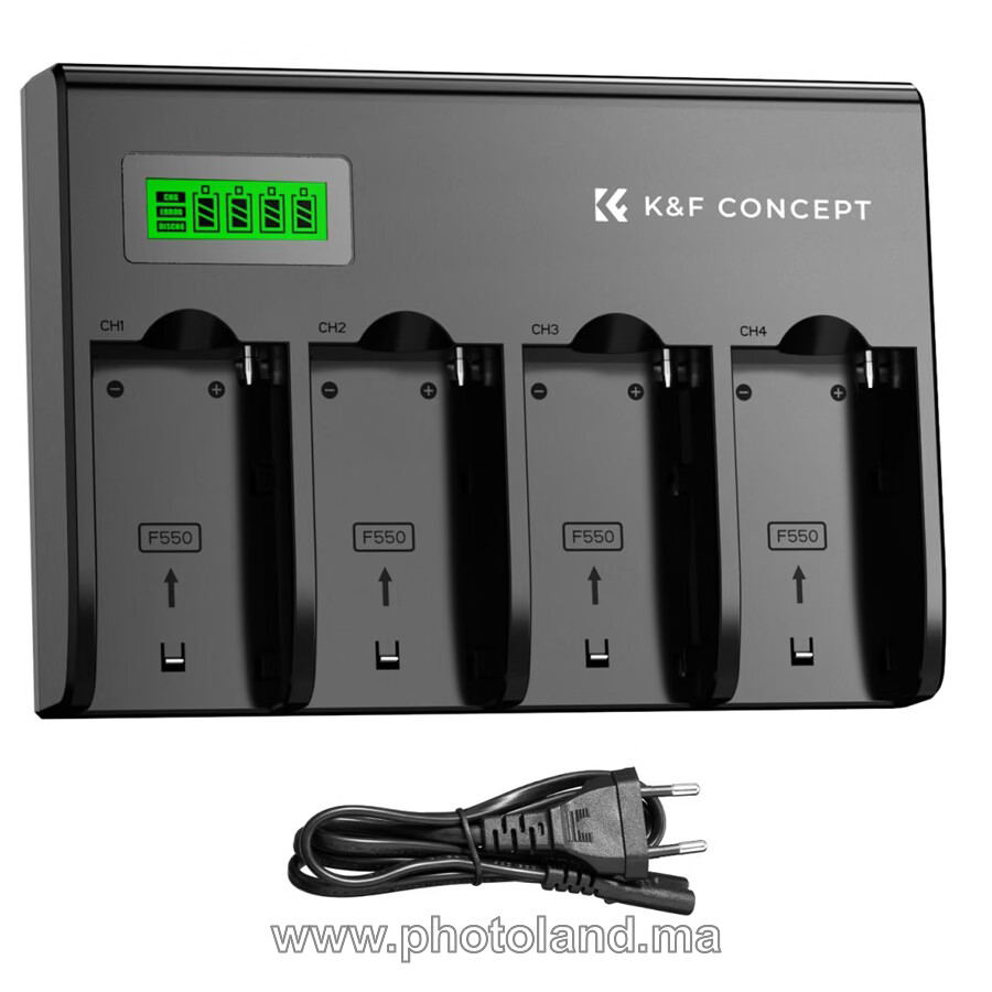 kf-concept-chargeur-4-slots-np-f-avec-ecran-lcd-1 K&F CONCEPT CHARGEUR 4-SLOTS NP-F AVEC ÉCRAN LCD - Image 1
