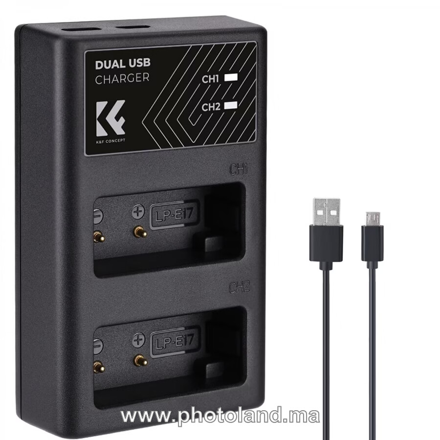 kf-concept-chargeur-double-lp-e17-recharge-rapide-canon-1 K&F CONCEPT CHARGEUR DOUBLE LP-E17 – RECHARGE RAPIDE CANON - Image 1