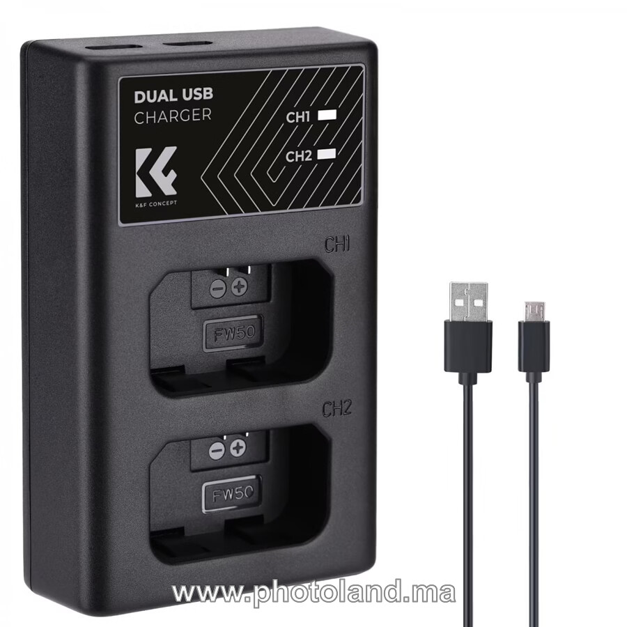 kf-concept-chargeur-double-np-fw50-pour-sony-alpha-1 K&F CONCEPT CHARGEUR DOUBLE NP-FW50 POUR SONY ALPHA - Image 1